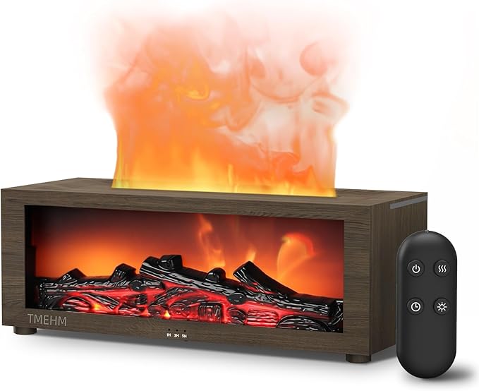 Fireplace Flame Air Diffuser Humidifier, 7 Colors Aromatherapy Essential Oil by TMEHM