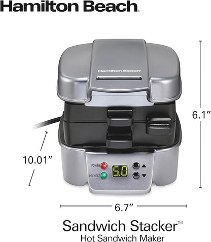 Hamilton Beach Sandwich Stacker Customizable Hot Sandwich Maker, 24 Sq. In. - Image 8