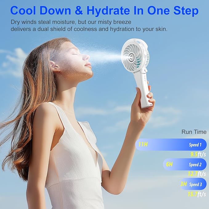 HandFan Upgraded Portable Misting Fan, Two Button Easy Operation, Handheld - Image 6