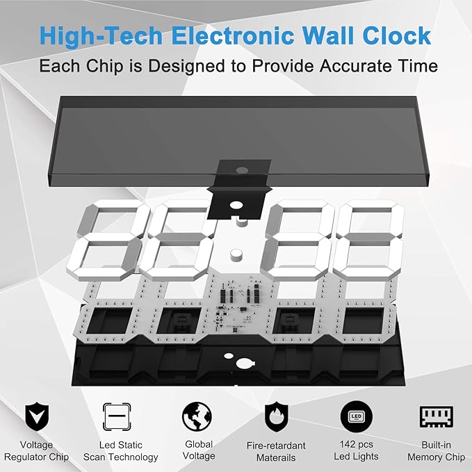 CHKOSDA LED Large Digital Wall Clock, Oversize Wall Clock - Image 6