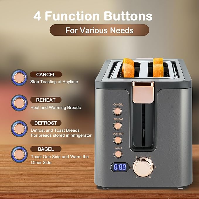 Mecity 4 Slice Toaster, Long Slot Toaster - Image 5