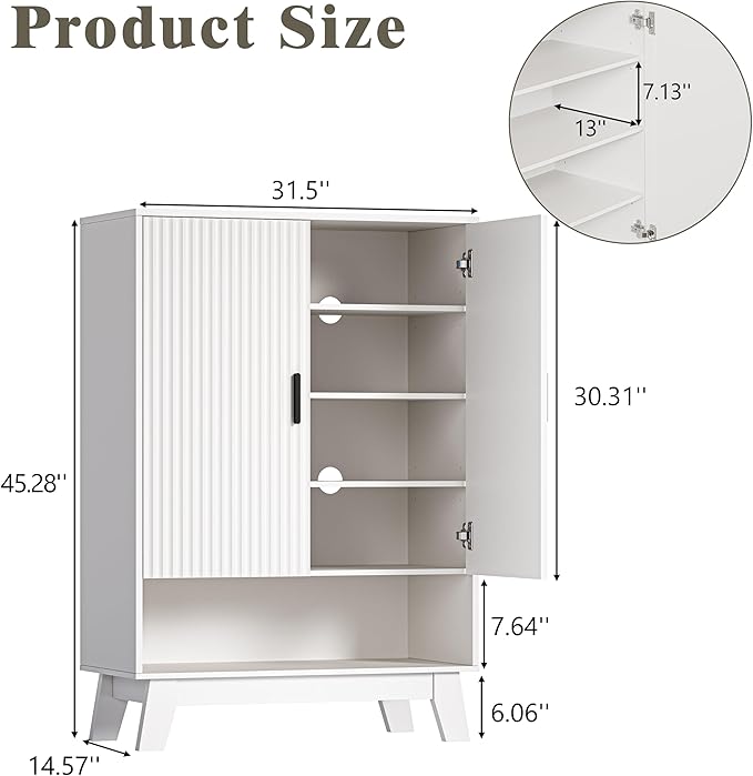Shoe Cabinet Storage for Entryway, 5 Tier Fluted Shoe Storage Cabinet - Image 2