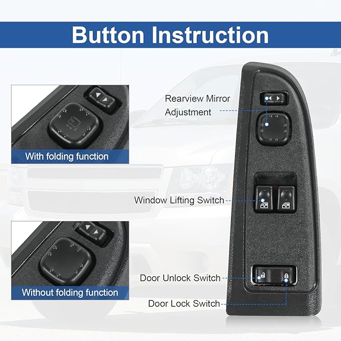 DICMIC Front Driver Side Master Power Window Switch and Door Lock & Black Bezel - Image 5