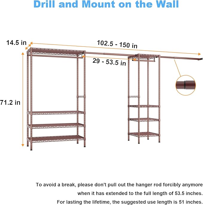 Ulif E11 Heavy-Duty Garment Rack, Metal Freestanding Clothes Rack and Closet - Image 7