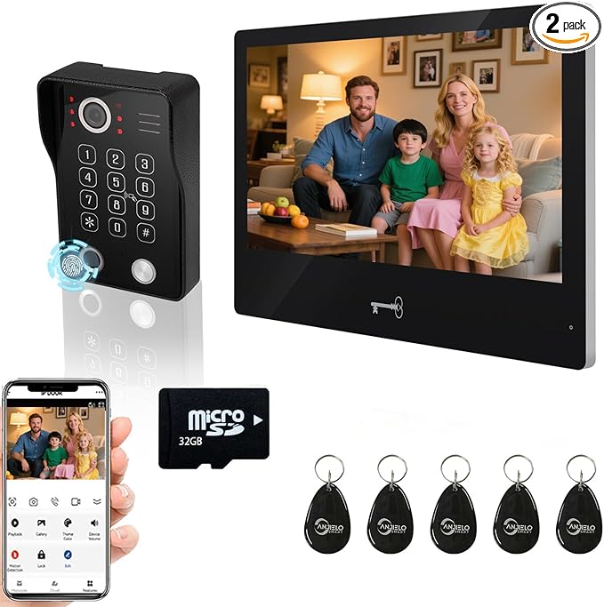 Wired Video Apartment Intercom System, Door Phone Kit, 10 Inch Touch Monitor by ANJIELOSMART