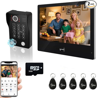 Wired Video Apartment Intercom System, Door Phone Kit, 10 Inch Touch Monitor by ANJIELOSMART
