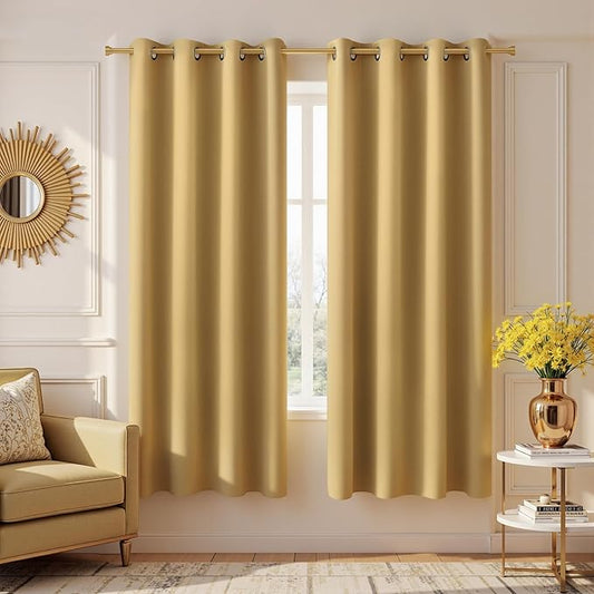 KOUFALL 63 Length Blackout Curtains, Room Darkening Curtain Panels by KOUFALL