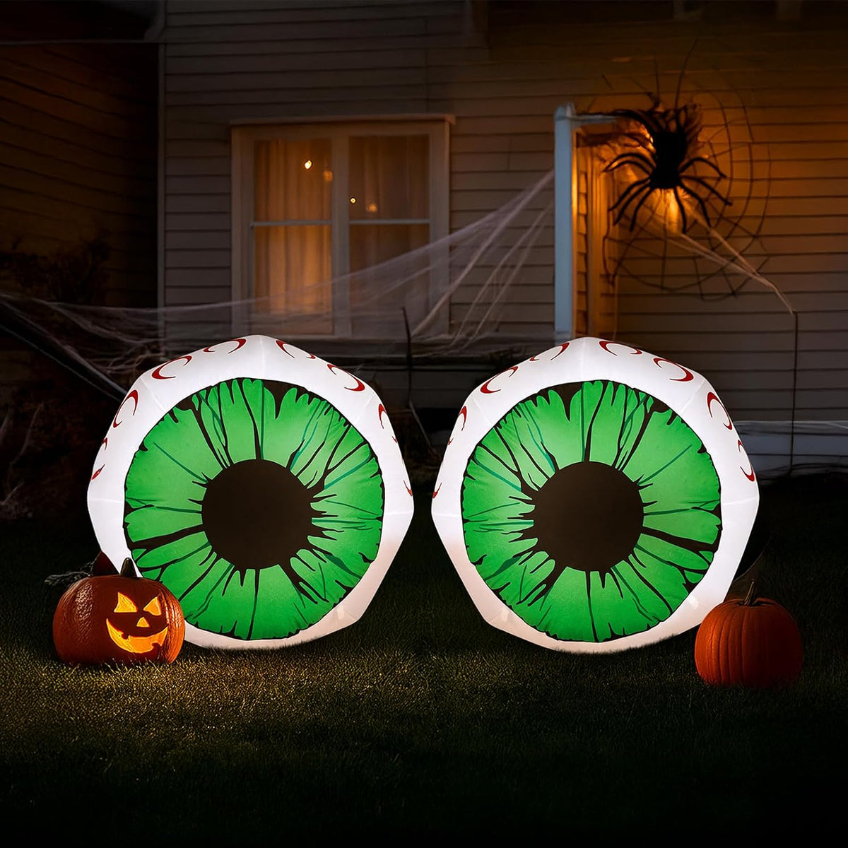 Outvita 2 Packs Halloween Inflatables Set of Lighted Eyes Decoration, 3Ft Blo...
