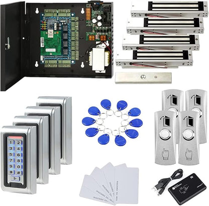 MENGQI-CONTROL Water Proof Metal Keypad Reader 4 Doors Access Control Kit by MENGQI-CONTROL