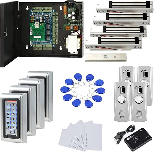 MENGQI-CONTROL Water Proof Metal Keypad Reader 4 Doors Access Control Kit by MENGQI-CONTROL
