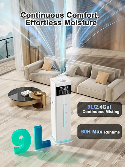 Zeova 9L/2.4Gal Smart Cool Mist Humidifier, Top Fill Quiet Humidifier Large Room - Image 3