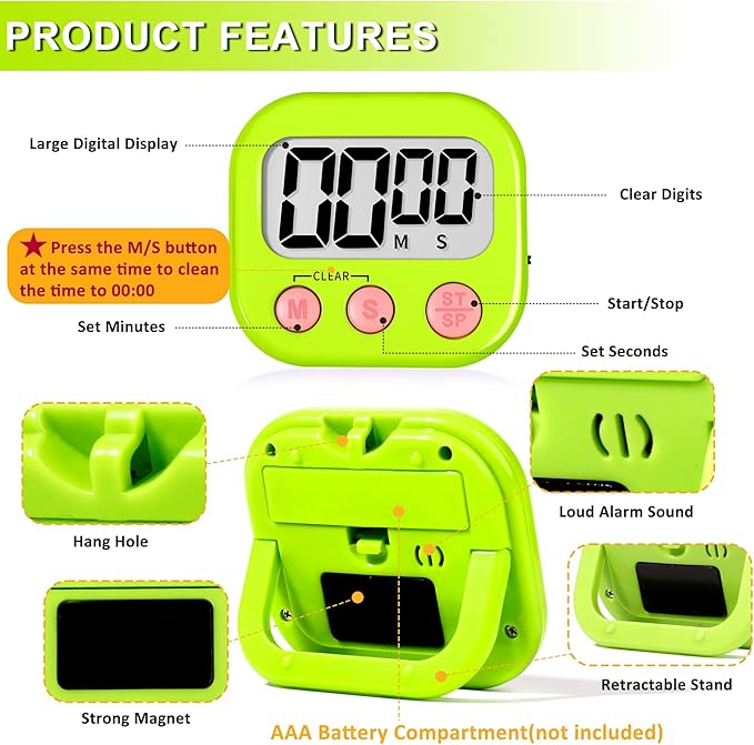 ZILLEEN Classroom Timer for Kids Teachers 6 Pack Digital Timers - Image 7