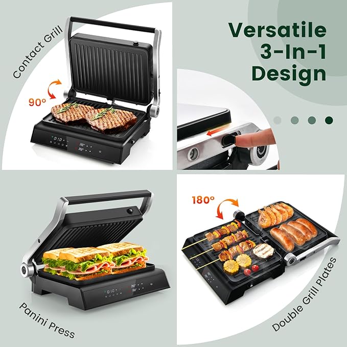 ARLIME Panini Grill Press Sandwich Maker, 180 Degrees w/5 Auto Cooking Modes & - Image 8