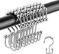 Shower Curtain Hooks Rings, Stainless Stee Double Glide Rollers Extra Wide Shower Curtain Rods Hooks for Bathroom, Set of 18 Hooks - Chrome