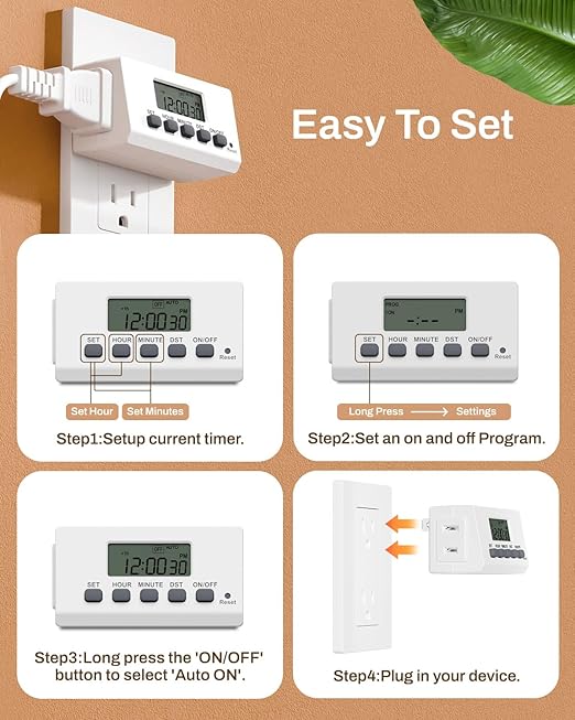 BN-LINK Indoor Digital Timer Outlet, 24 Hour Light Timer Easy Programmable - Image 5