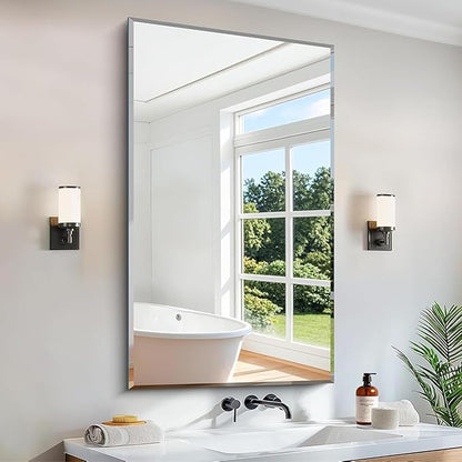CILIBER Beveled Bathroom Mirror, 24x40 Large Frameless Mirrors by CILIBER