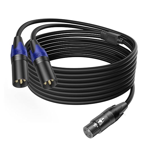 LanSenSu XLR Female to 2 XLR Male Patch Y Cable - 10ft Balanced Microphone by LanSenSu