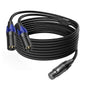 LanSenSu XLR Female to 2 XLR Male Patch Y Cable - 10ft Balanced Microphone by LanSenSu