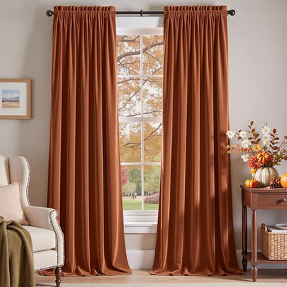 Lazzzy Velvet Blackout Extra Long Curtains Thermal Insulated Room Window Drapes by Lazzzy
