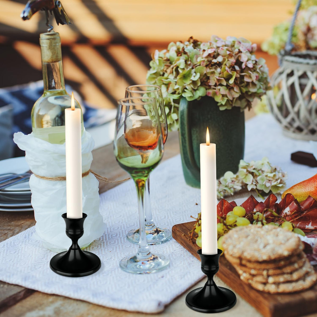 Black Candle Holder Taper Candle Holders, Set of 24 Candlestick Holders Decor...