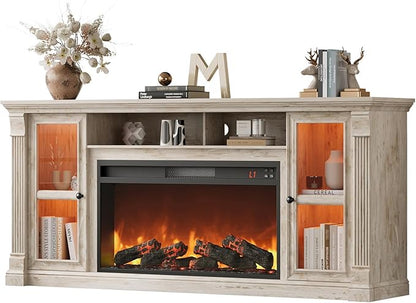 Farmhouse Fireplace TV Stand Up to 80" TVs, Media Console by RNLRNL