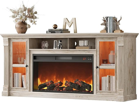 Farmhouse Fireplace TV Stand Up to 80" TVs, Media Console by RNLRNL
