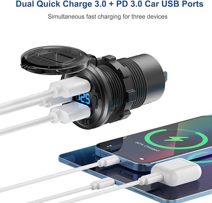 12V USB Outlet Boat Accessories Marine Switch Panel Plug, PD3.0 and Dual QC3.0 - Image 2