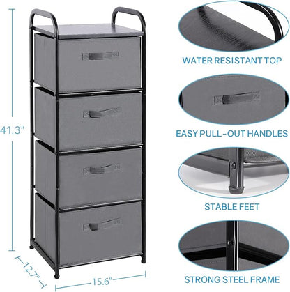MAX Houser 4 Drawer Fabric Dresser Tall Storage Tower, Dresser Chest - Image 3