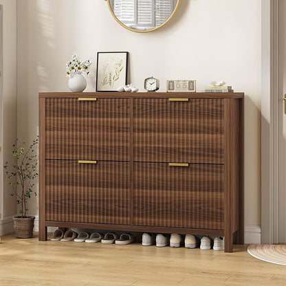 Shoe Cabinet Storage for Entryway, Fluted Shoe Cabinet - Image 8