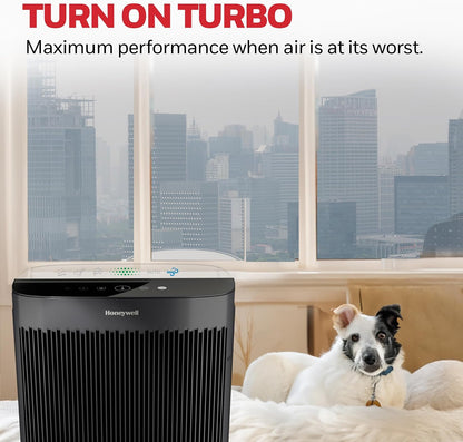 honeywell hepa air purifier for home, 2423 ft² showing dimensions