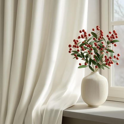 FMFUNCTEX Velvet Curtains Cream Room Darkening Curtain - Image 2