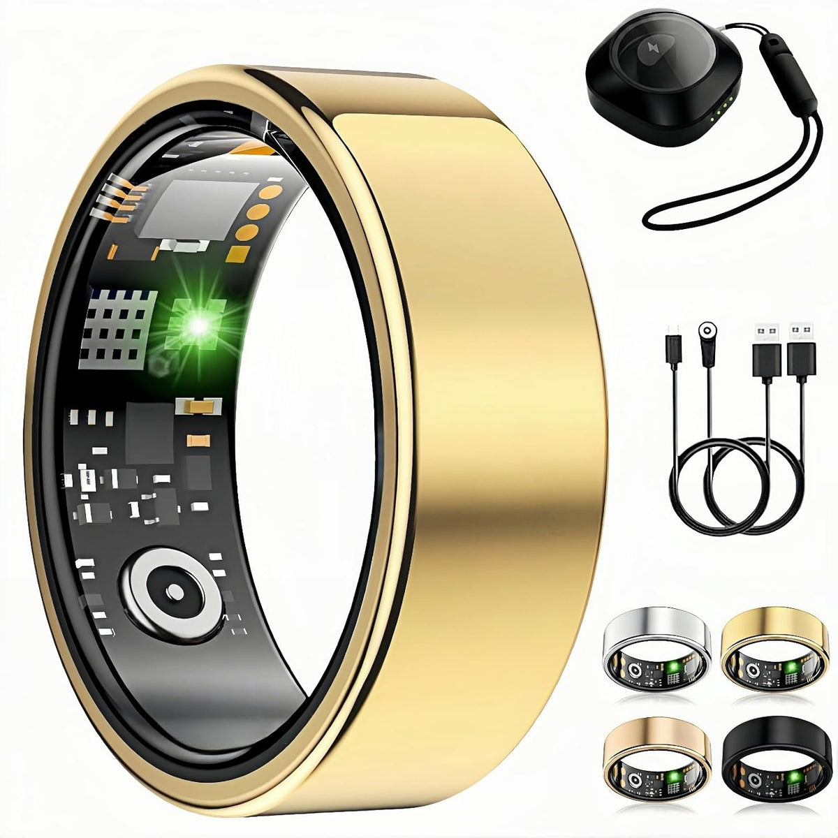Smart Ring for Women Men, Fitness Ring without Subscription, Gold,9