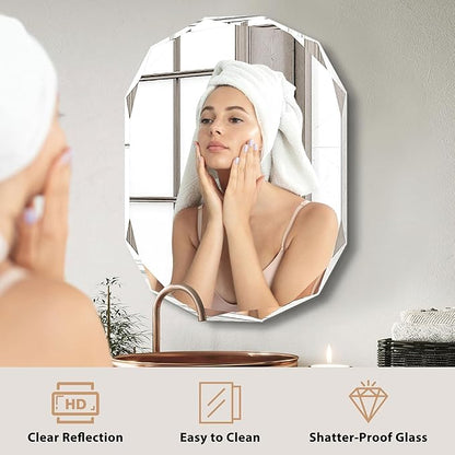 Bathroom Mirrors for Over Sink, Round Frameless Mirrors for Wall, 24x36 Inch - Image 4