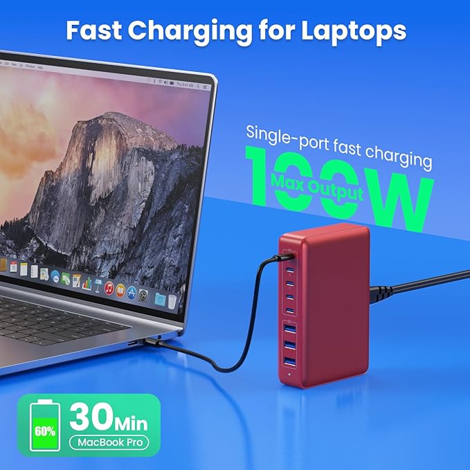 USB C Charger 300W USB C Charger Block 8-Ports GaN IV Fast Charging Station - Image 5