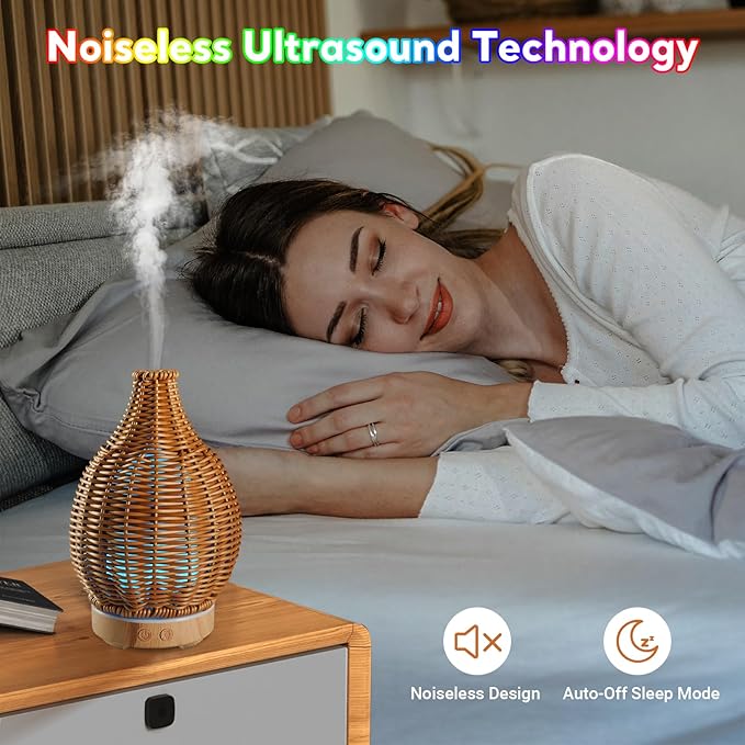 Boho Essential Oil Diffuser for Home Rattan Weaving - Image 3