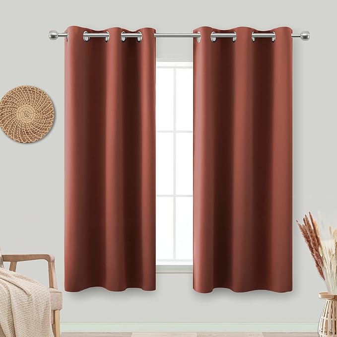 Burnt Orange Boho Fall Curtains 45 Inch Length by KOUFALL