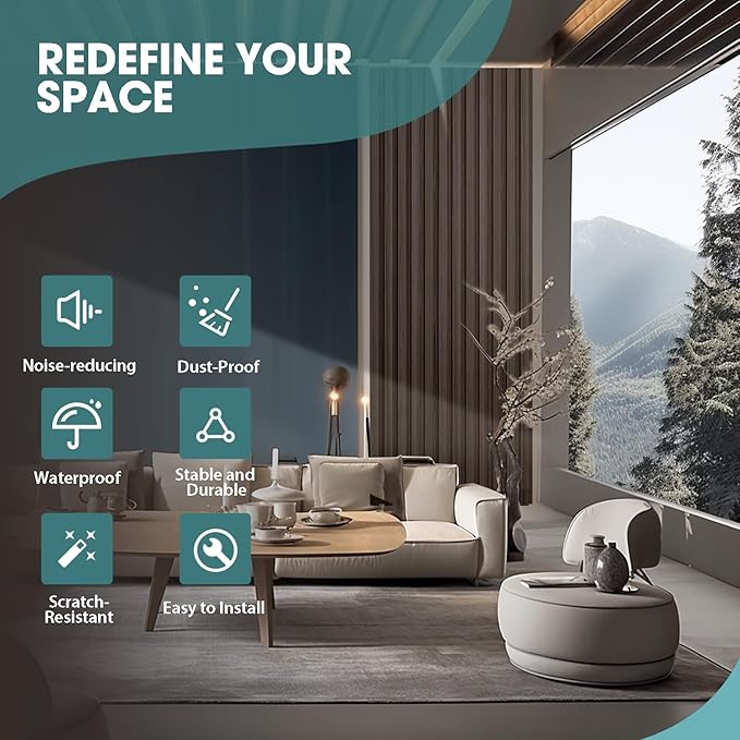 OUZUGIE WPC Acoustic Slat Wall Paneling, Living Room, TV Background, Study Room - Image 6