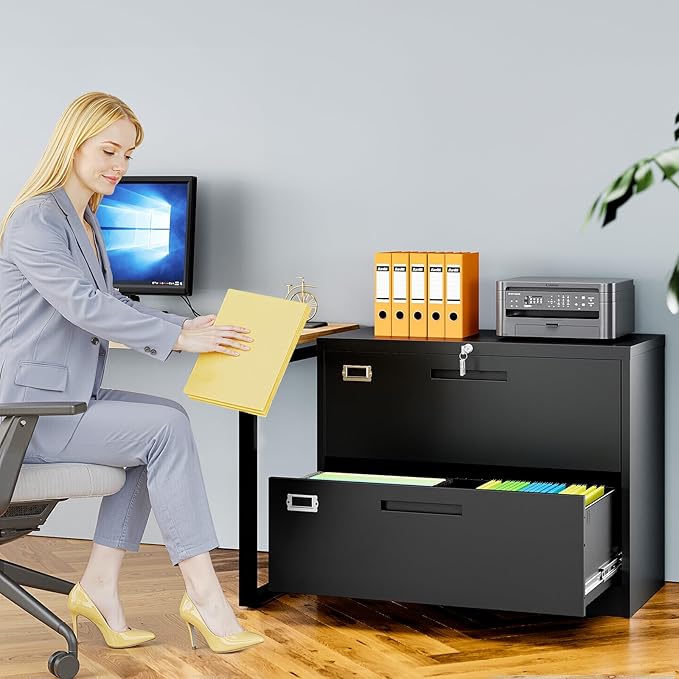 2 Drawer File Cabinets for Home Office, Metal Filing Cabinet - Image 2