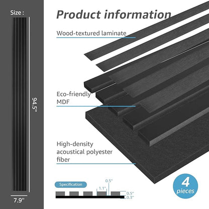Art3d 4-Piece Wood Slat Acoustic Panels - Image 4