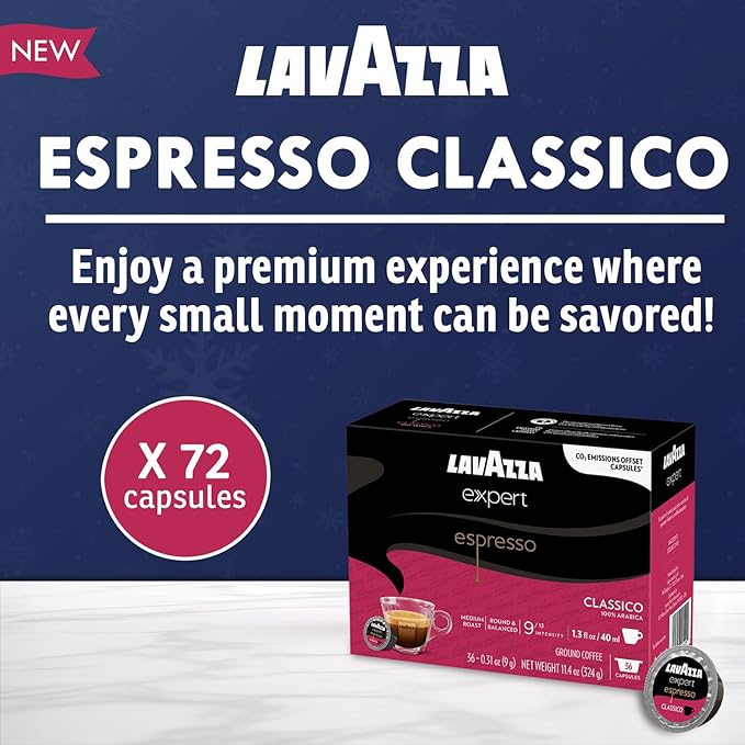 Lavazza Classy Mini Coffee Maker – 72 Count Classico Espresso Capsules – - Image 4