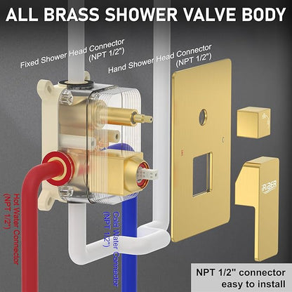Iriber Brushed Gold Rain Shower System - Image 3