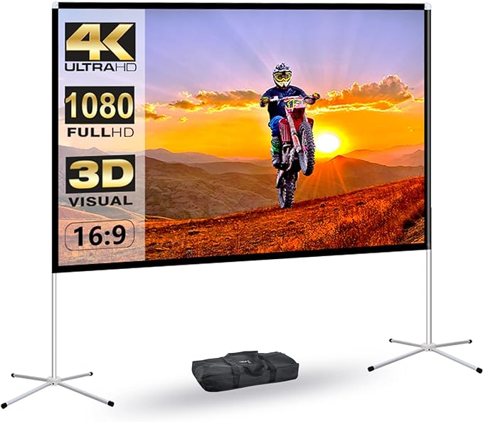 Portable Projector Screen 60inch, Movie Projection Screen, Indoor Projector by AODIOU