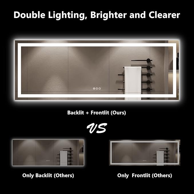 YEELAIT 96x36 Inch LED Bathroom Mirror - Image 4