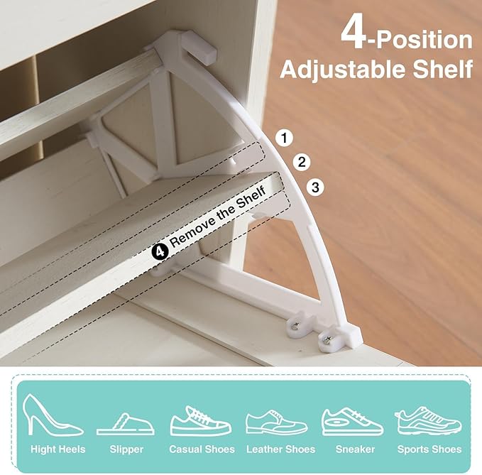Shoe Storage Cabinet, Farmhouse Shoe Organizer - Image 5