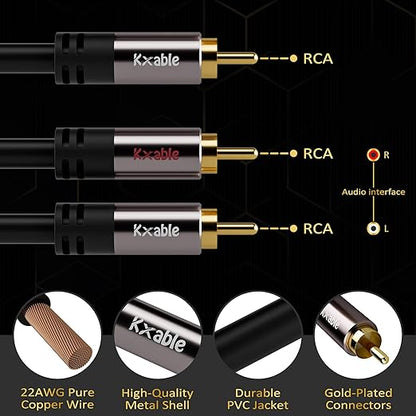 Kxable RCA Y-Adapter Splitter Cable 75 Feet, 1 RCA Male to 2 RCA Male Stereo - Image 3