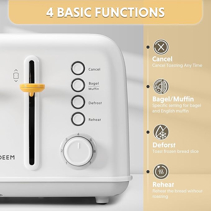 BUYDEEM DT640 4-Slice Toaster, Extra Wide Slots, Stainless Steel - Image 2