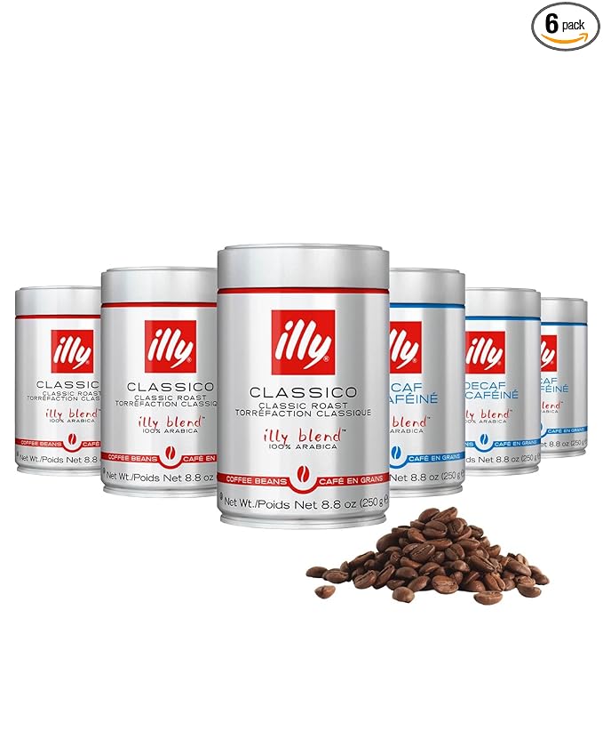 illy Whole Bean Coffee, Classico Medium & Decaffeinated Roasts, 100% Arabica by illy