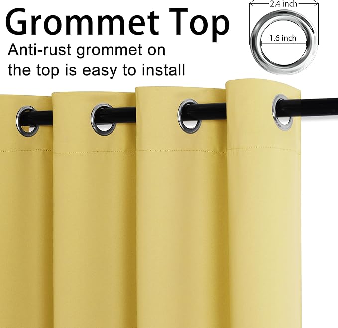 JIUZHEN Light Yellow Blackout Curtains - Image 5