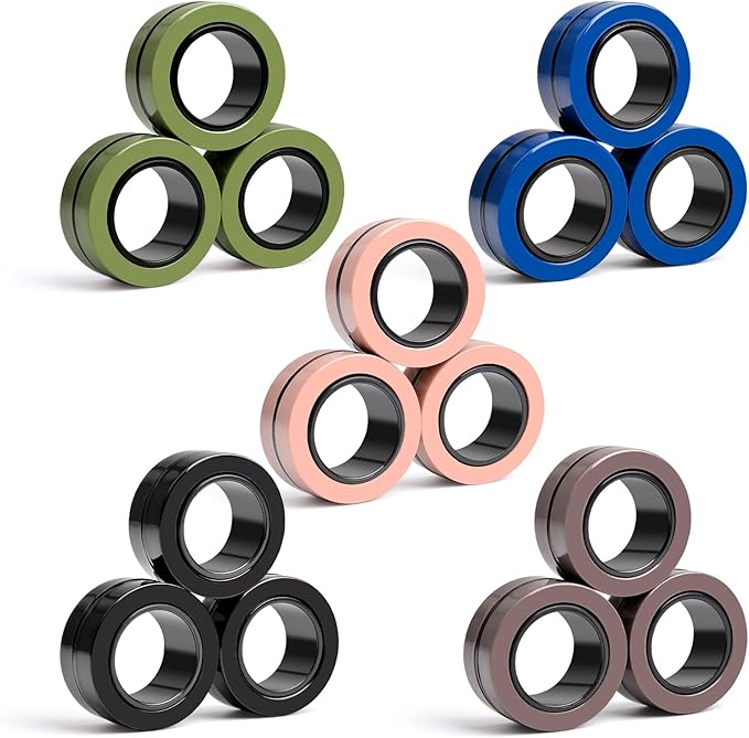 Cevioce 15 PCS Magnetic Ring Fidget Toys Set, ADHD Anxiety Magnetic Finger by Cevioce