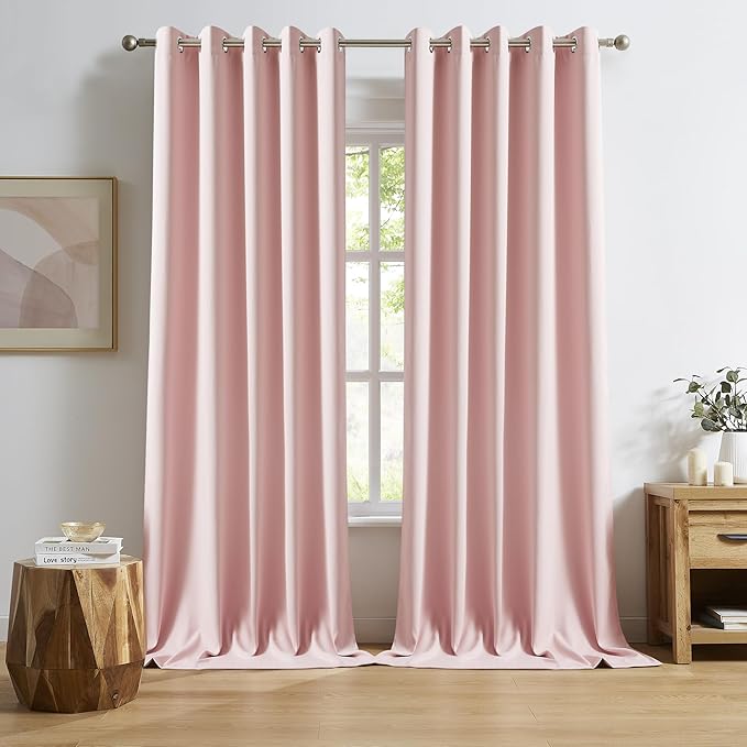 DUALIFE Baby Pink Curtains Panels by DUALIFE
